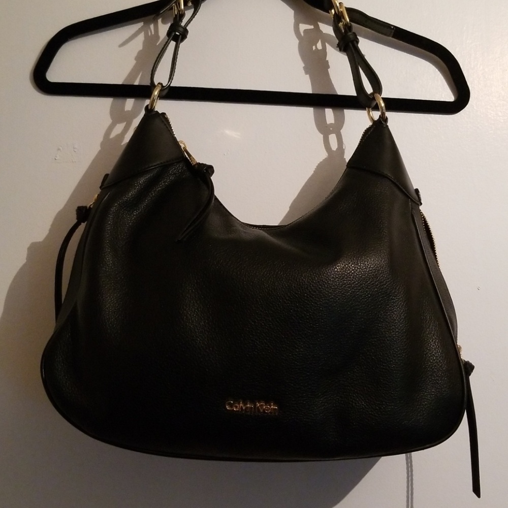 Calvin Klein black hobo handbag with gold detail